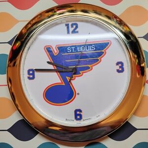 St Louis Blues Bulova Sportstime Wall Clock Rare NHL Tested Works Man Cave Decor
